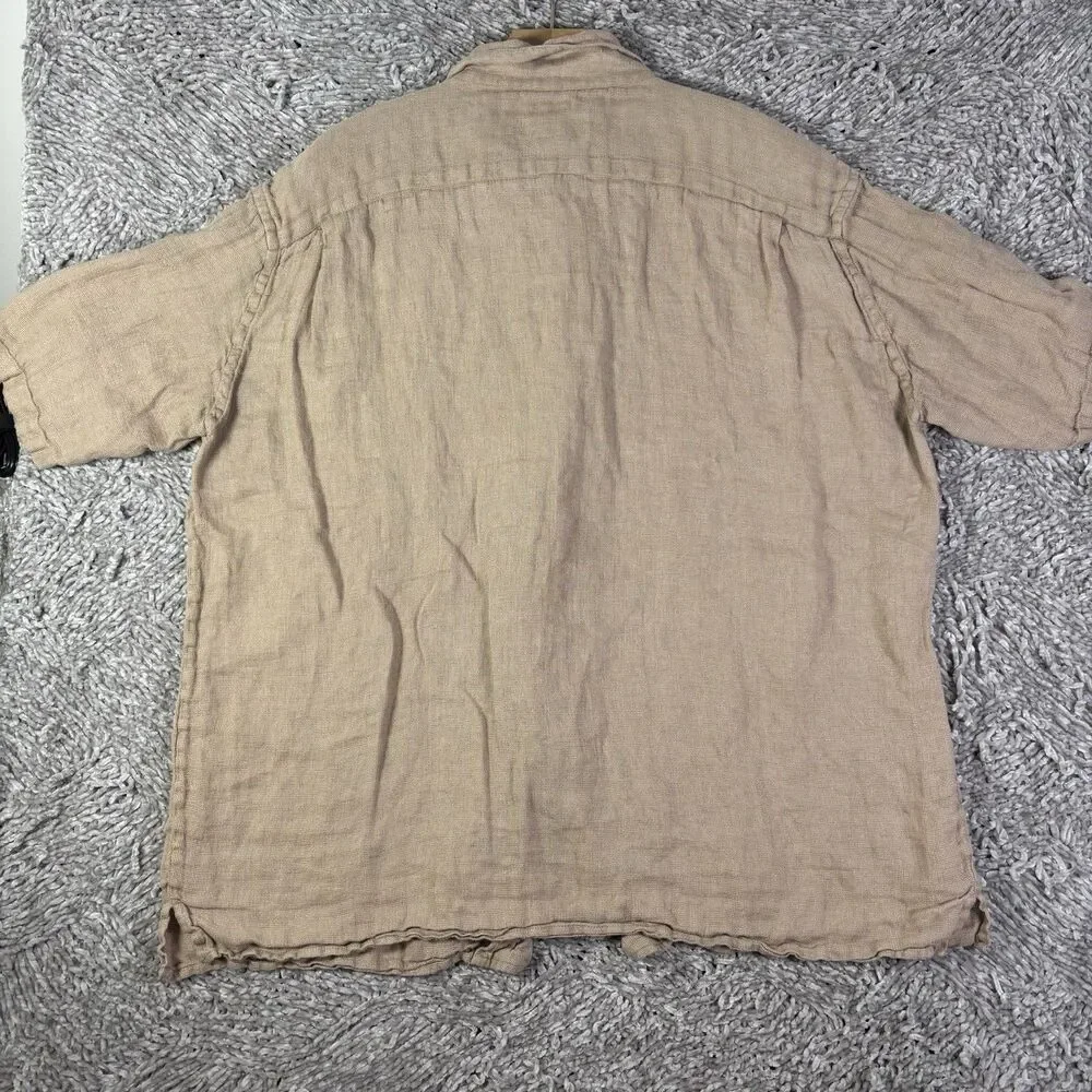 Banana Republic Irish Linen Shirt Mens XL Short Sleeve Beige Breathable Summer